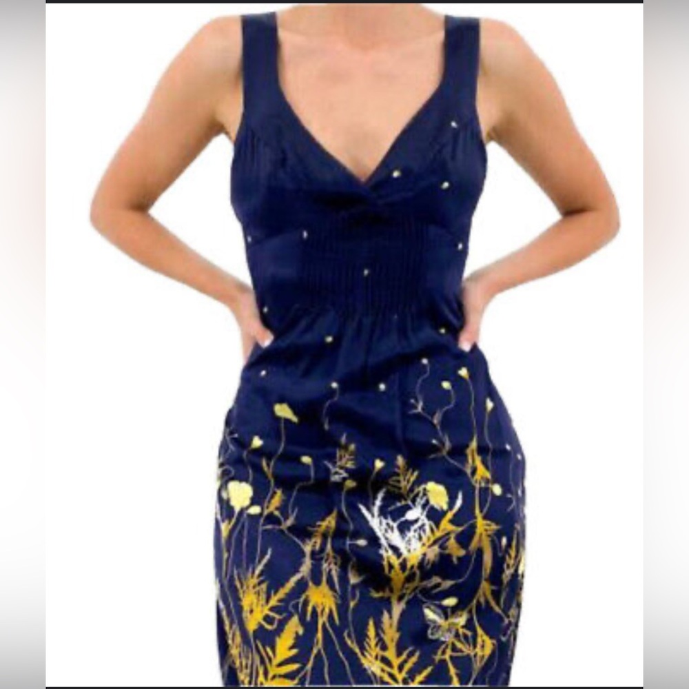 TED BAKER LONDON Navy Silk Floral Cocktail Mini Dress.